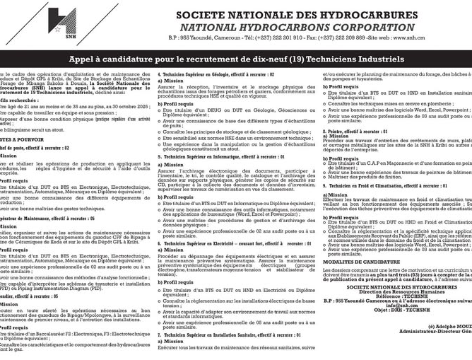 La Société Nationale des Hydrocarbures recrute
